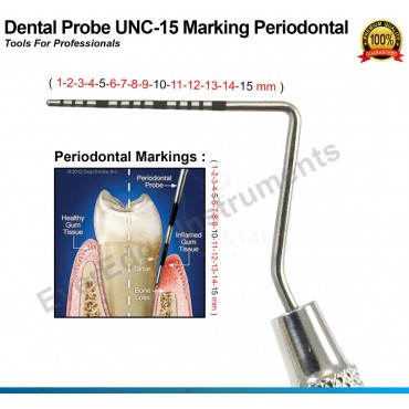 Probe UNC15 [1 to 15mm] colour coded /  Single Side Hollow Handle 9.5mm Ergonomic Design / Titanium Coated