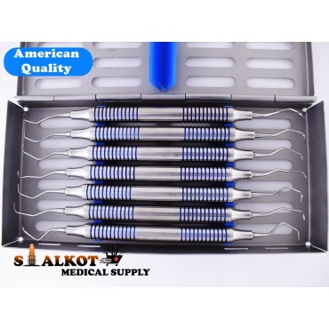 Gracey Curettes KIT of 7pcs / 1 TO14 / Light Weight Hollow Handle 9.5mm / Hygienist curettes set / Dental Hygiene Instruments