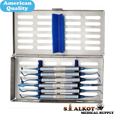 Composite  Filling Instruments KIt Of 6pcs / Blueline / Hollow Handle/ Titanium Coated Colour with Stainless steel Casette